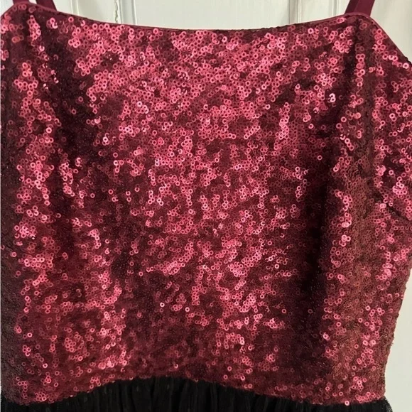 Dress The Population Kady Merlot Sequined Black Tiered Tulle Dress Size XS New